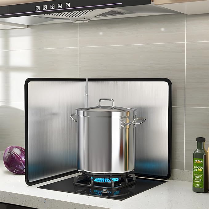 Foldable Stove Splatter Guard Grease Shield Nonstick Oil Stove Splash Guard Cooking Splatter Screen Kitchen Backsplash Protector For Stove Top Wall Gas Range Frying Pan Camping… (Height 40cm)