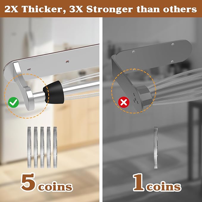 Swaitee Magnetic Paper Towel Holder for Fridge, Under Cabinet Paper Towel Holder Wall Mount, Self Adhesive No Drill, One Hand Tear Ratchet, Fits Jumbo Rolls, Silver for Kitchen RV Garage