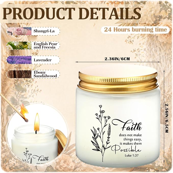 LemonRoad 12 Pcs Christian Gift for Women Inspirational Large Handle Bag Ceramic Coffee Mug Religious Scented Candle Boho Flower Bible Design Religious Gift for Sister in Christ Friend