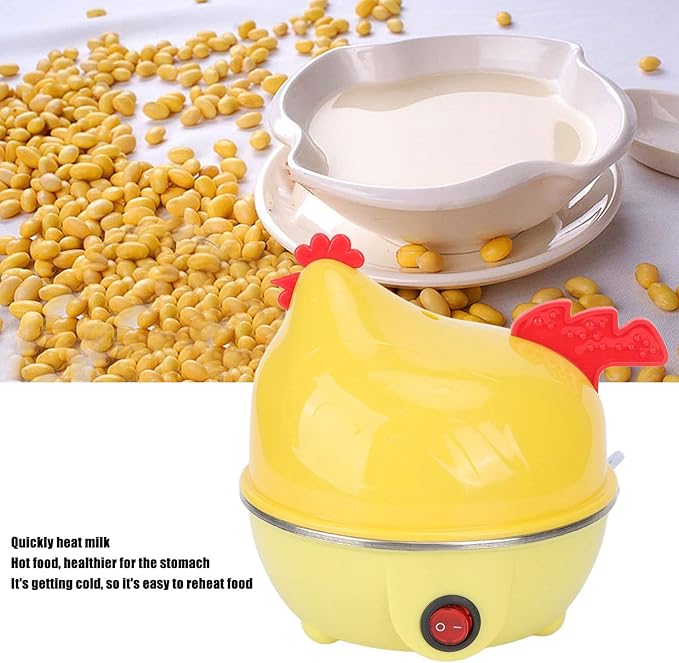 HYWHUYANG Rapid Egg Cooker, Electric Egg Cooker, Chicken Shape, Automatic Shut Off, Mini Breakfast Machine, Kitchen Gadgets For Boiled Eggs (Yellow, US Plug 110V)
