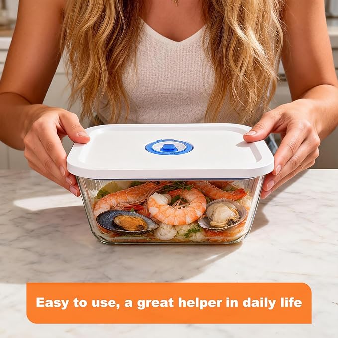 PARAPOINT Vacuum Seal Borosilicate Glass Containers for Food Storage, 3 Sizes (S M L) Compatible with Desktop and Handheld Vacuum Sealer Machines, Airtight Lid Set