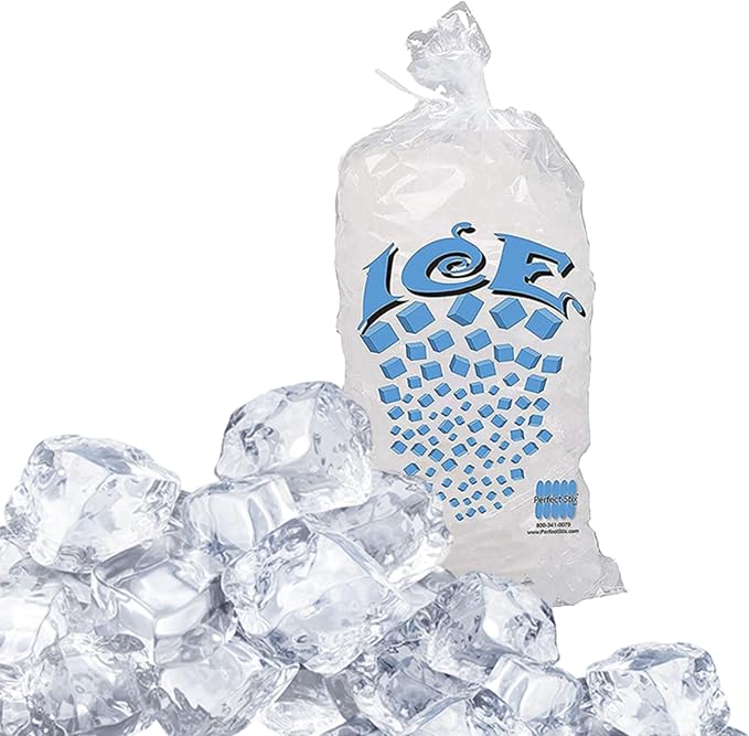 EUHOMY Countertop Ice Maker Machine with Handle, 26lbs in 24Hrs, 9 Ice Cubes & Perfect Stix Icebag10TT-50 Ice Bag with Twist Tie Enclosure, 10 lbs (50/Pk), Clear