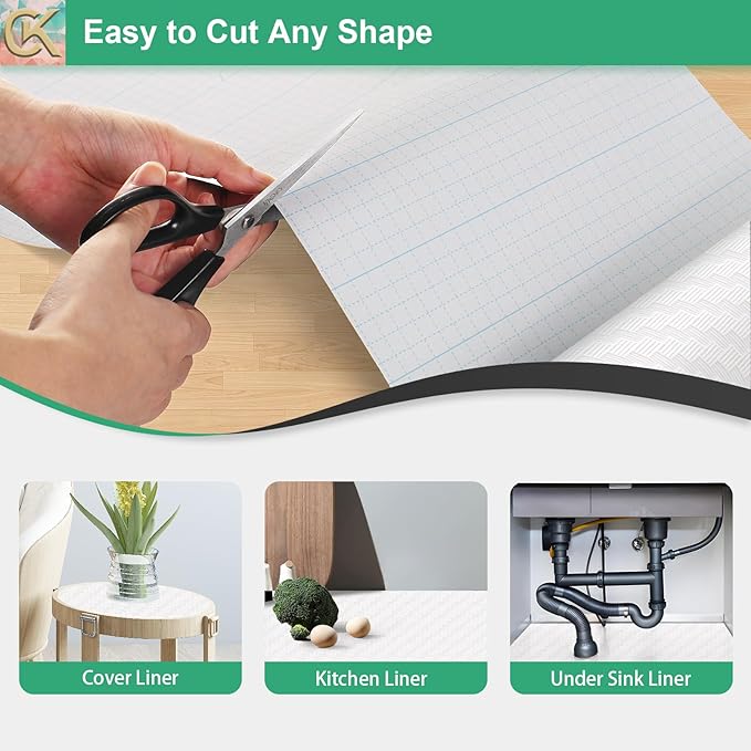 Self-Adhesive Shelf Liner Kitchen Liner, Waterproof Backed Paper Easy Peel and Stick Contact Liner Without Residue for Decor Your Desk Surface, Kitchen Countertops (White, 11.8 x 236.2 inches)