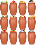 FirstGift 12-Pack Cantaritos de Barro Mexicanos – 12 oz Handmade Clay Cups for Margaritas, Taco Tuesday, Mexican Fiesta (Dishwasher & Microwave Safe)