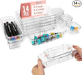 IAMGlobal 14PCS Extendable Clear Drawer Organizer, 3-Size Adjustable Vanity Organizer, Clear Acrylic Storage for Makeup, Bathroom, Bedroom, Kitchen, Office