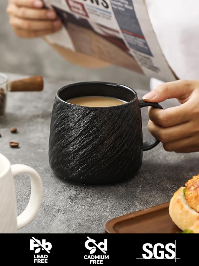 Ceramic Dinnerware set with Mugs for 4, 20 pcs, Dish set for 4 | Porcelain Plates and Bowls Cup Set for Kitchen, Black Dishware Sets Stoneware Dinner Plates Sets Platos de Cocina Vajilla