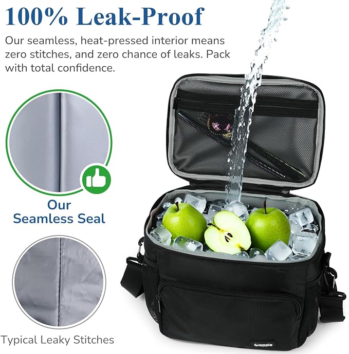 Gloppie Flight Crew Lunch Bag with Luggage Trolley Sleeve - Professional Insulated Cooler Bag for Flight Attendants & Pilots, Leakproof Lunch Box with Reinforced Structure for Travel & Work, Blue