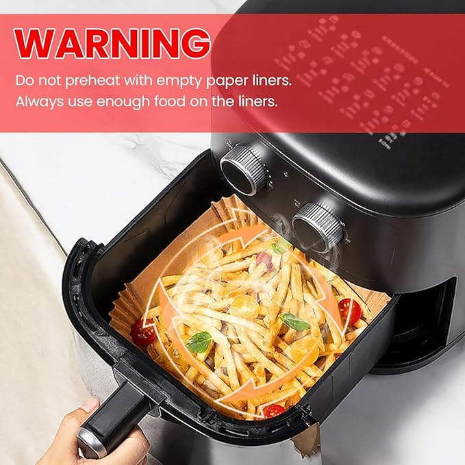 505 PCS Air Fryer Liners Disposable, 8-inch Square Parchment Paper Liners, Heavy-Duty Air Fryer Liners for 5-8 QT Basket, Non-Stick & Oil-Proof Parchment Paper for Microwave