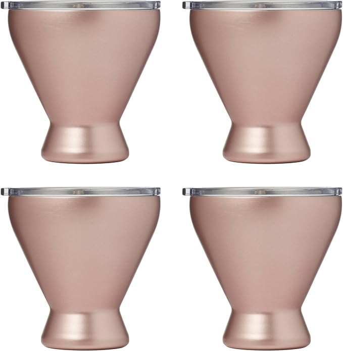 Cambridge EPCNY2APNCB2DS 11 Oz Insulated Brushed Pink All Purpose Cocktail Tumblers, Set Of 4