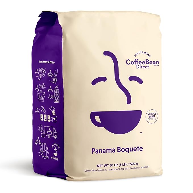 Coffee Bean Direct Panama Boquete, Whole Bean Coffee, Arabica Coffee, Light Roast, 5 Pound Bag (Pack of 1)
