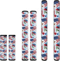 American Flag Hibiscus Flowers 6 Pcs Refrigerator Door Handle Covers for July 4th Independence Day Decor Kitchen Appliance Fridge Dishwashers Microwave Door Handle Protector Covers