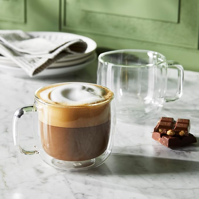 ZWILLING Sorrento Plus 2-pc Double-Wall Glass Cappuccino Mug Set,15-oz, 450ml