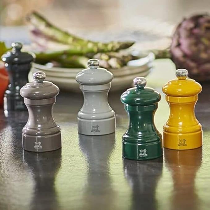 Peugeot Bistro Pepper and Salt Mill Set, 4in - Essential Kitchen Tools with Adjustable Grinding Precision, Beechwood Mills - Enhance Flavors in Everyday Cooking (Slate/Ivory)