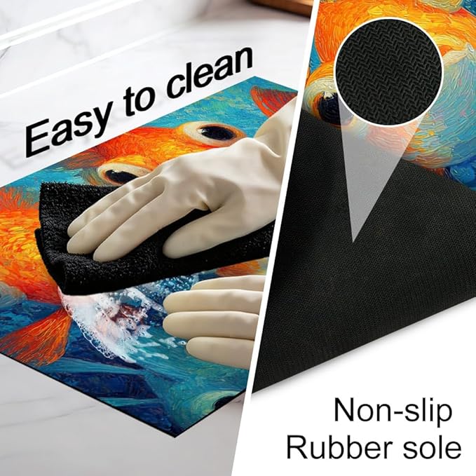 Stove Top Cover for Electric Stove 28.4 x 20.5 Inch Non Slip Stove Mat Goldfish Glass Cooktop Protector Kitchen Counter Mat