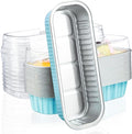 EUSOAR Baking Cups with Lids, 25pcs 6.8oz 6.5"x2.5"x1.2" Disposable Aluminum Foil Mini Loaf Cake Pans Tin with Lids，Cupcake Ramekins Baking Cups Containers Cheesecake Creme Brulee Ramekins Pan