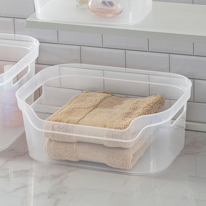Clear Plastic Storage Bins, 8-Pack Medium Open Front Organizer for Pantry, Kitchen, Fridge & Cabinet, 13" x 9.5" x 5.25 (8)