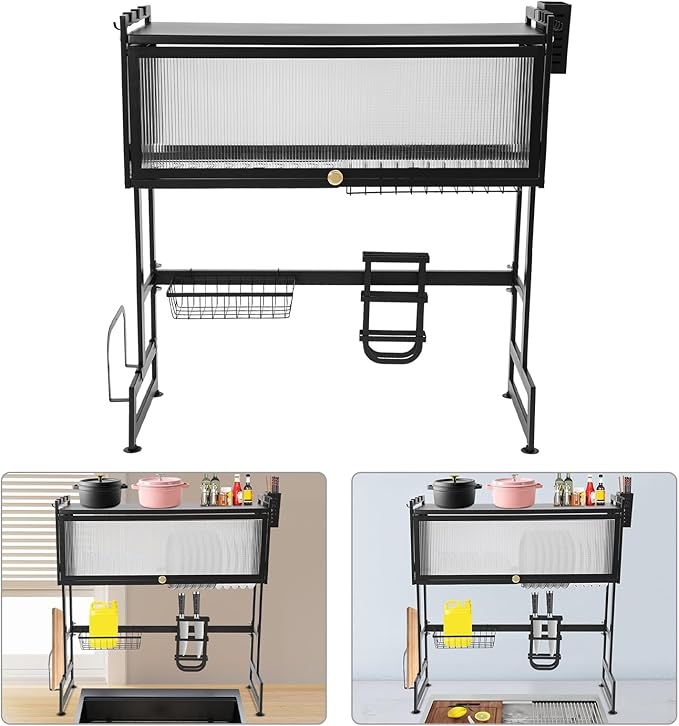 Dish Drying Rack, 75 Cabinet Door Sink Rack Drain Rack Storage Rack，Can Be Installed Over Sinks Less Than 28.35 Inches In Length