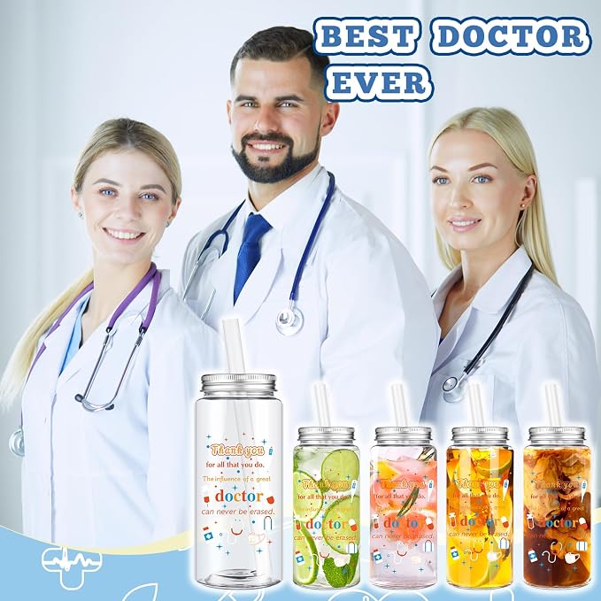 Skylety 24 Set Doctor Appreciation Gift Bulk 14 oz Doctor Theme Plastic Cups Hospital Party Favor Thank You Gift for Medical Practitioners Physician Staff