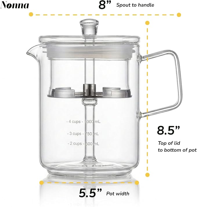 NONNA 2.0 Glass Coffee Percolator - Borosilicate Glass & Stainless Steel Retro Percolator | Eco Friendly Coffee Gift | BPA Free | Stovetop Glass Coffee Percolator (1 Unit)