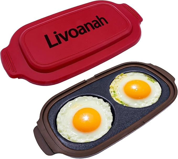 Microwave Egg Cooker for 2 Eggs - Microwave Egg Poacher & Fryer for Breakfast Sandwiches, Quick Breakfast Maker, Nonstick, Dishwasher Safe, BPA-Free, Portable for Home, Travel & RV (Red)