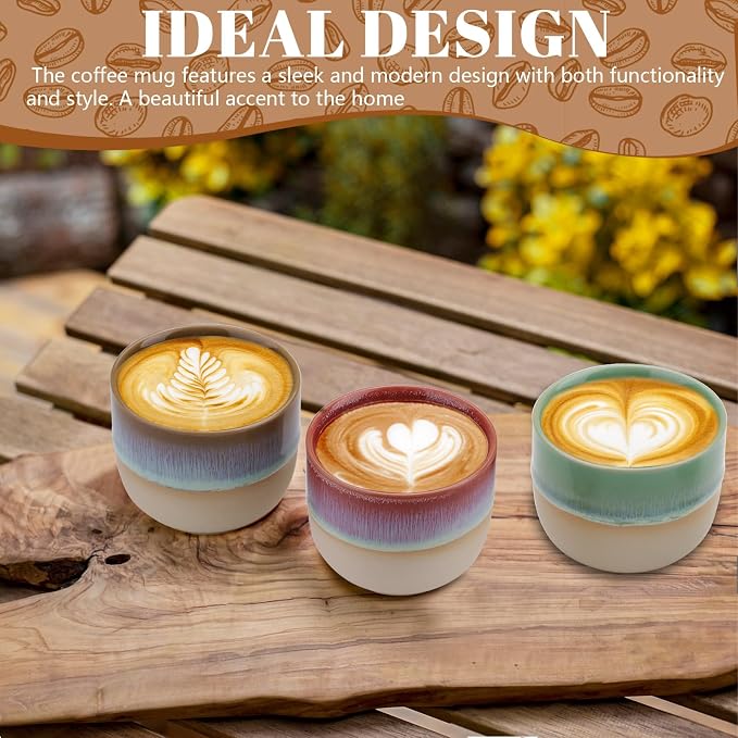4 Pieces Handleless Porcelain Espresso Cups Set, 5 Oz Porcelain Espresso Mugs, Semi-Glaze Clay Demitasse Coffee Cups for Home Office Mocha Tea Machine (2.3" x 2.7", Colorful)