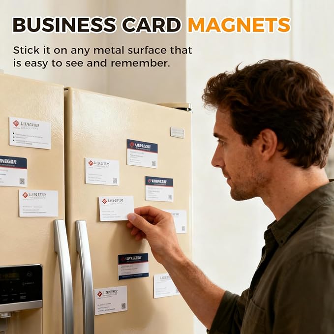Magnetic Sheets with Adhesive Backing 2 x 3.5 Inch, 300 Packs Business Card Magnets Peel and Stick, Business Cards Customizable, Adhesive Magnetic Sheets, Custom Business Cards Personalized