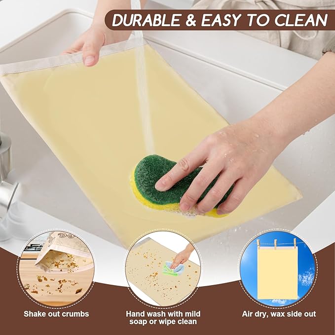Beeswax Bread Bags for Sourdough, 3 Pack Reusable Bread Bag for Storage - XL 17x13 Inch and 10x8 Inch, Large Linen Bags for Homemade Sourdough - Keep Fresh, Freezer Safe