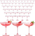 LemonRoad 48 Pcs Plastic Coupe Glasses 9 oz Disposable Martini Glasses for Cocktails, Champagne, Desserts and Espresso, Drinkware Set for Weddings, Birthday Parties, Home Bars (Pink)
