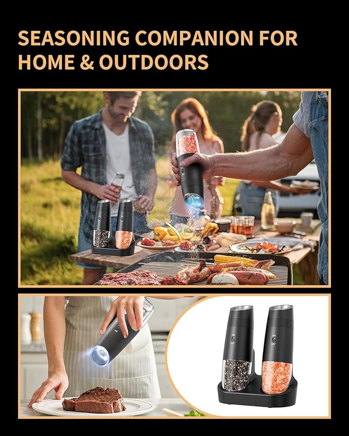Gravity Electric Salt and Pepper Grinder Set