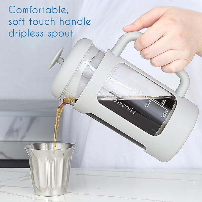 Easyworkz French Press 34 oz Coffee Tea Maker Bundled with Stainless Steel Espresso Cup