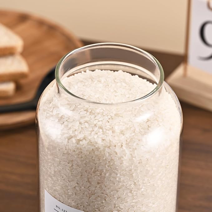 2 Pack Large Glass Storage Jars with Airtight Bamboo Lids, 95 FL OZ/2800 ml, Perfect for Kitchen Counter & Pantry Storage – Ideal for Flour, Sugar, Coffee, Rice, Nuts and More，