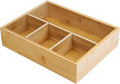 Tea Bag/Sugar Packet Holder,Coffee Station Condiment Organizer,Bamboo Tea Organizer,Large 4-Compartment Organizer Tray for Drawer/Shelf/Countertop,10.2 x 7.9 x 2.4 inch