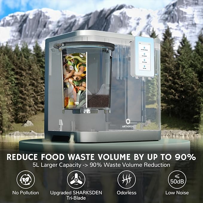 Airthereal Replacement Bucket for R800 Revive Electric Kitchen Composter, Black