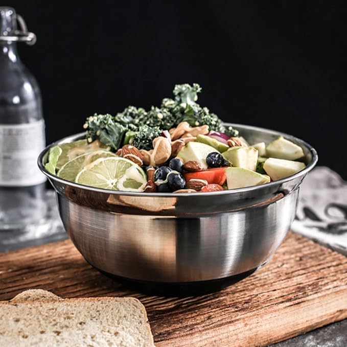 Salad Chopper Blade and Bowl - Stainless Steel Lettuce Chopper,Vegetables Cutter Bowl -Fast Salad Prep for Fruit and more (Silicone Anti-Slip Bottom for Enhanced Safety)