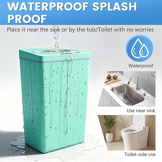 PayLessHere 13 Gallon 50 L Trash Can with Lid Plastic Kitchen Trash Bin Automatic Touch Free Motion Sensor Trash Can (1, Blue)