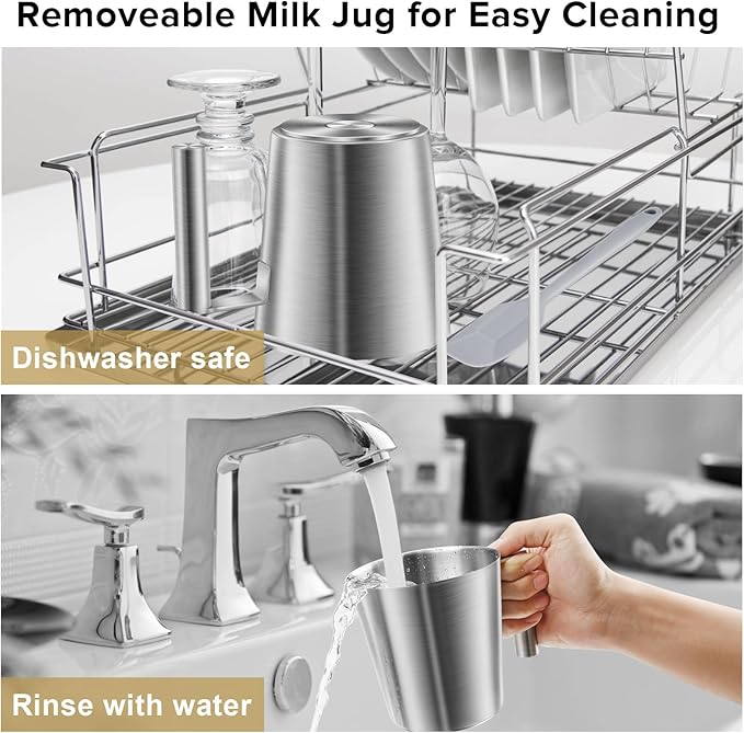 Secura Detachable Milk Frother and Steamer, 17 oz Electric Milk Warmer, 4-in-1 Hot/Cold Foam Maker, Teflon-Free Stainless Steel Jug, Dishwasher Safe for Latte, Macchiato, Hot Chocolate (Red)
