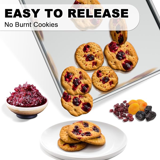 24 Inch Baking Sheet Pans with Rack Set, Natural Aluminum Cookie Sheet, Extra Large Commercial Quality Baking Sheet Pan Set, Warp Resistant Nonstick Thick Cookie Tray Pans for Baking, Roasting