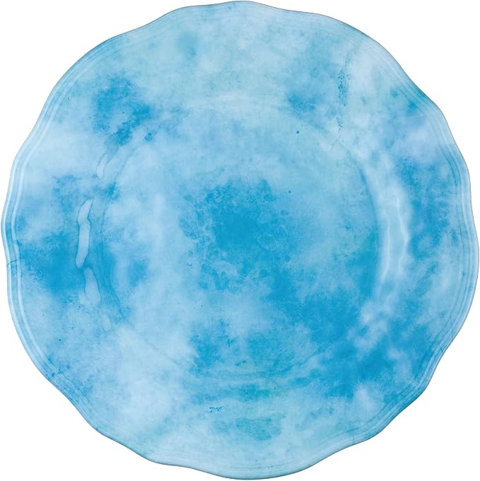UPware 12 Piece Campanula Melamine Dinnerware Sets, Outdoor Dishes Set, Plates and Bowls Sets, Service for 4, Sky Blue