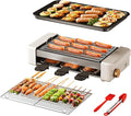 AORAN Electric Indoor Grill Smokeless, 800W Countertop Grill with Removable Non-Stick Cooking Plates & Hot Dog Rack, Easy to Clean, 13.4x8.3 Inch for BBQ, Panini, Meat, Vegetables