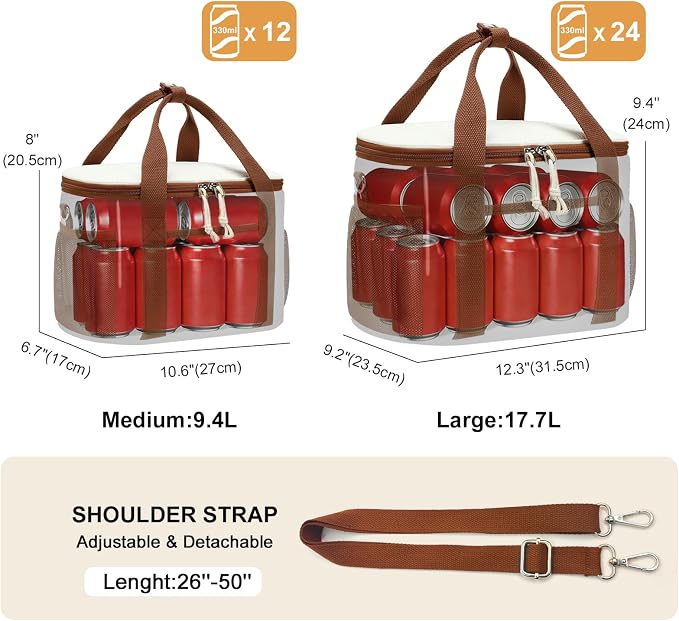 BTOOP Insulated Lunch Bag for Women Adult, Large Lunch Box Cooler with Adjustable Shoulder Strap Leak-Proof Lunch Tote for Work Teacher Picnic Beach (Cream-Large)