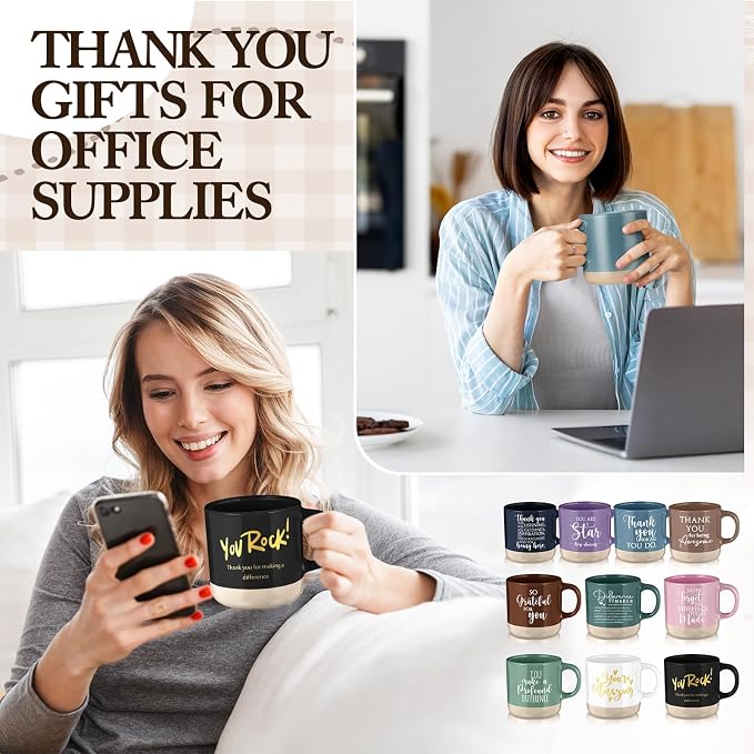 Didaey 20 Pcs Thank You Mugs Bulk Appreciation Gifts for Employee Coworkers Staff Teachers Motivational Ceramic Coffee Mugs Thank You Farewell Going Away Gifts for Coworkers(Bright)
