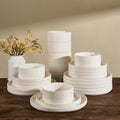 24-Piece Plates and Bowls Set, Porcelain Dinnerware Sets for 8 Service, Modern Dish Set-Chip and Scratch Resistant, Dishwasher & Microwave Safe, Creamy White