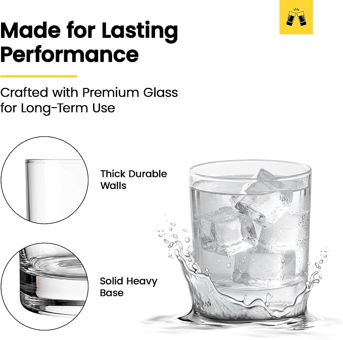 LEMONSODA Lowball Marino Rocks Glass, Classic Bar Glassware for Mojito, Whiskey, Cocktail, Mocktails and Drinking Water Tumbler - 10oz (Set of 72)