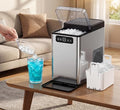 Nugget Ice Maker Countertop,Pellet Ice Machine Chewable Ice 40Lbs/Day,Ready in 5 Mins, Self-Cleaning,Compact Crushed Ice Maker with Scoop for Home/Kitchen/Office, Stainless Steel