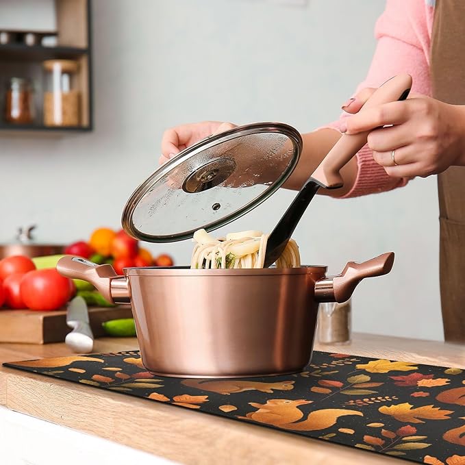 Black Orange Squirrel Leaves Falling Trivet Table Runner Heat Resistant 230F for Hot Dishes Pots Plates Kitchen Dining Table Protector Decorative 39.37 X 11.8 Inch