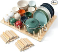 4 Pcs Pegboard Drawer Organizer with 48 Pegs, 20.98x5.91 Inch Wooden Peg Board Kitchen Plate Organizer for Drawer Pegboard Storage Rack with Adjustable Peg for Tableware, Plate, Bowl, Cookware