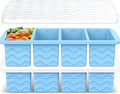 Doasuwish Silicone Freezer Tray for Soup with Lid – 1-Cup Soup Container Cube Style Ice Cube Trays for Freezer, Meal Prep & Food Storage, Freeze 250mL/125mL Portions – 2 Pack