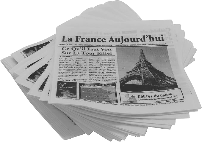 G.E.T. 4-T3050 White Newspaper Theme Cone Basket Liner / Deli Wrap Paper Paper Food-Safe Tissue Liners Collection (Pack of 2000)