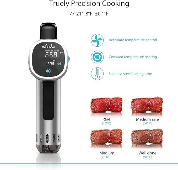 Sous Vide Cooker Immersion Circulator, Wancle sous vide machine 850W, Ultra-Quiet, 120V, Black