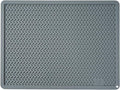 Silicone Drying Mat & Heat Resistant Mat for Kitchen Counter, Non-Slip Dishwasher Safe, Raised Edge for Dishes Bottles Sink (15.35x11.61in, Gery)